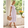 image:imageSummer Mae Smocked Maternity Dress for Baby Shower Photoshoot Ruffle Sleeve Midi Pregnancy Dresses Summer Flowy OutfitsViolet