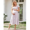 image:imageSummer Mae Smocked Maternity Dress for Baby Shower Photoshoot Ruffle Sleeve Midi Pregnancy Dresses Summer Flowy OutfitsViolet