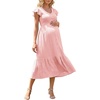 image:imageSummer Mae Smocked Maternity Dress for Baby Shower Photoshoot Ruffle Sleeve Midi Pregnancy Dresses Summer Flowy OutfitsLight Pink