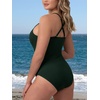image:imageSummer Mae Ribbed One Piece Swimsuits for Women Button up Swimwear Tummy Control Retro Bathing SuitsDark Green