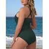 image:imageSummer Mae Ribbed One Piece Swimsuits for Women Button up Swimwear Tummy Control Retro Bathing SuitsGreen