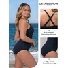 image:imageSummer Mae Ribbed One Piece Swimsuits for Women Button up Swimwear Tummy Control Retro Bathing SuitsNavy