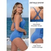 image:imageSummer Mae Ribbed One Piece Swimsuits for Women Button up Swimwear Tummy Control Retro Bathing SuitsSapphire Blue