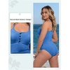 image:imageSummer Mae Ribbed One Piece Swimsuits for Women Button up Swimwear Tummy Control Retro Bathing SuitsSapphire Blue