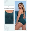 image:imageSummer Mae Ribbed One Piece Swimsuits for Women Button up Swimwear Tummy Control Retro Bathing SuitsSky Blue