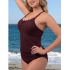 image:imageSummer Mae Ribbed One Piece Swimsuits for Women Button up Swimwear Tummy Control Retro Bathing SuitsWine Red
