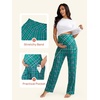 image:imageSummer Mae Viscose Maternity Pajama Pants Pregnancy Lounge Pant Soft Wide Leg Stretchy Yoga Trousers with PocketsGreen Plaid