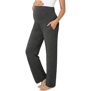 image:imageSummer Mae Viscose Maternity Pajama Pants Pregnancy Lounge Pant Soft Wide Leg Stretchy Yoga Trousers with PocketsGrey