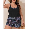 image:imageSummer Mae Plus Size Swim Romper Women One Piece Swimsuit Blouson Bathing Suit with Pockets 2026 Modest SwimwearBlack Paisley
