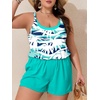 image:imageSummer Mae Plus Size Swim Romper Women One Piece Swimsuit Blouson Bathing Suit with Pockets 2026 Modest SwimwearCoconut Tree on the Sea