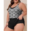 image:imageSummer Mae Plus Size Swim Romper Women One Piece Swimsuit Blouson Bathing Suit with Pockets 2026 Modest SwimwearGeometric Black