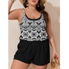 image:imageSummer Mae Plus Size Swim Romper Women One Piece Swimsuit Blouson Bathing Suit with Pockets 2026 Modest SwimwearGeometric Black