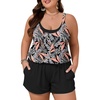 image:imageSummer Mae Plus Size Swim Romper Women One Piece Swimsuit Blouson Bathing Suit with Pockets 2026 Modest SwimwearPinkblue Jungle