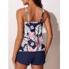 image:imageSummer Mae Blouson Womens Tankini Swimsuits 2026 Modest Tummy Control Bathing Suits Swim Shorts with Pockets for BeachPink Leaves