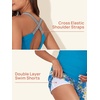 image:imageSummer Mae Maternity Two Piece Swimsuit Tankini High Waist Pregnancy Bathing Suit with Pockets Cross Back SwimwearBlue