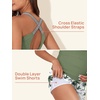 image:imageSummer Mae Maternity Two Piece Swimsuit Tankini High Waist Pregnancy Bathing Suit with Pockets Cross Back SwimwearGreen Shadow