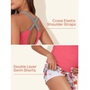 image:imageSummer Mae Maternity Two Piece Swimsuit Tankini High Waist Pregnancy Bathing Suit with Pockets Cross Back SwimwearOrange Blossom Shadow