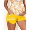 image:imageSummer Mae Maternity Two Piece Swimsuit Tankini High Waist Pregnancy Bathing Suit with Pockets Cross Back SwimwearYellow Petals