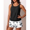 image:imageSummer Mae Blouson Womens Tankini Swimsuits Tummy Control Modest 2026 Two Piece with Sporty Pockets Bathing SuitsBlack Palm Tree
