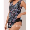 image:imageSummer Mae Ruffle Swim Romper One Piece Swimsuit Women Modest Bathing SuitBlack Paisley