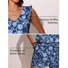image:imageSummer Mae Ruffle Swim Romper One Piece Swimsuit Women Modest Bathing SuitBlue Branches Flowers