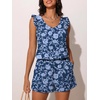 image:imageSummer Mae Ruffle Swim Romper One Piece Swimsuit Women Modest Bathing SuitBlue Branches Flowers