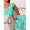 image:imageSummer Mae Ruffle Swim Romper One Piece Swimsuit Women Modest Bathing SuitBlue Flower Clusters