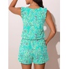 image:imageSummer Mae Ruffle Swim Romper One Piece Swimsuit Women Modest Bathing SuitBlue Flower Clusters