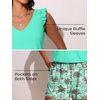 image:imageSummer Mae Ruffle Swim Romper One Piece Swimsuit Women Modest Bathing SuitBlue Leopard Coconut Tree