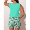 image:imageSummer Mae Ruffle Swim Romper One Piece Swimsuit Women Modest Bathing SuitBlue Leopard Coconut Tree