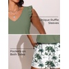 image:imageSummer Mae Ruffle Swim Romper One Piece Swimsuit Women Modest Bathing SuitGreen Shadow