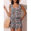 image:imageSummer Mae Ruffle Swim Romper One Piece Swimsuit Women Modest Bathing SuitPinkblue Jungle