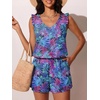 image:imageSummer Mae Ruffle Swim Romper One Piece Swimsuit Women Modest Bathing SuitPurple Leaf Shadows