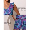 image:imageSummer Mae Ruffle Swim Romper One Piece Swimsuit Women Modest Bathing SuitPurple Leaf Shadows