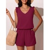 image:imageSummer Mae Ruffle Swim Romper One Piece Swimsuit Women Modest Bathing SuitPurplish Red