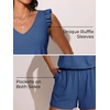 image:imageSummer Mae Ruffle Swim Romper One Piece Swimsuit Women Modest Bathing SuitTeal