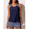 image:imageSummer Mae Blouson Womens Tankini Swimsuits Tummy Control Bathing Suits  Swim shorts with pocketsmodest top with removable padded2piece swimwear 2026 for beachpoolcruiseBlue and White Stripes