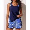 image:imageSummer Mae Blouson Womens Tankini Swimsuits Tummy Control Bathing Suits  Swim shorts with pocketsmodest top with removable padded2piece swimwear 2026 for beachpoolcruiseAzure Leafsea