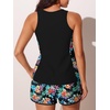 image:imageSummer Mae Blouson Womens Tankini Swimsuits Tummy Control Bathing Suits  Swim shorts with pocketsmodest top with removable padded2piece swimwear 2026 for beachpoolcruiseMulticolor Flora