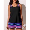image:imageSummer Mae Blouson Womens Tankini Swimsuits Tummy Control Bathing Suits  Swim shorts with pocketsmodest top with removable padded2piece swimwear 2026 for beachpoolcruiseRedblue Shimmer