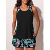 image:imageSummer Mae Blouson Womens Tankini Swimsuits Tummy Control Bathing Suits  Swim shorts with pocketsmodest top with removable padded2piece swimwear 2026 for beachpoolcruiseRed Palmetto Bloom