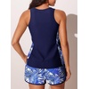 image:imageSummer Mae Blouson Womens Tankini Swimsuits Tummy Control Bathing Suits  Swim shorts with pocketsmodest top with removable padded2piece swimwear 2026 for beachpoolcruiseAzure Leafsea