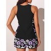image:imageSummer Mae Blouson Womens Tankini Swimsuits Tummy Control Bathing Suits  Swim shorts with pocketsmodest top with removable padded2piece swimwear 2026 for beachpoolcruiseLight Purple Floral