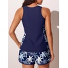 image:imageSummer Mae Blouson Womens Tankini Swimsuits Tummy Control Bathing Suits  Swim shorts with pocketsmodest top with removable padded2piece swimwear 2026 for beachpoolcruiseBlue White Palms