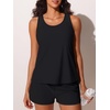 image:imageSummer Mae Blouson Womens Tankini Swimsuits Tummy Control Bathing Suits  Swim shorts with pocketsmodest top with removable padded2piece swimwear 2026 for beachpoolcruiseBlack