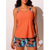 image:imageSummer Mae Blouson Womens Tankini Swimsuits Tummy Control Bathing Suits  Swim shorts with pocketsmodest top with removable padded2piece swimwear 2026 for beachpoolcruiseTropical Green Foliage