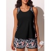 image:imageSummer Mae Blouson Womens Tankini Swimsuits Tummy Control Bathing Suits  Swim shorts with pocketsmodest top with removable padded2piece swimwear 2026 for beachpoolcruisePinkblue Jungle