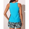 image:imageSummer Mae Blouson Womens Tankini Swimsuits Tummy Control Bathing Suits  Swim shorts with pocketsmodest top with removable padded2piece swimwear 2026 for beachpoolcruiseBlack Floral Sketch
