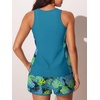 image:imageSummer Mae Blouson Womens Tankini Swimsuits Tummy Control Bathing Suits  Swim shorts with pocketsmodest top with removable padded2piece swimwear 2026 for beachpoolcruiseTropical Green Leaves