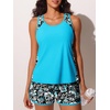 image:imageSummer Mae Blouson Womens Tankini Swimsuits Tummy Control Bathing Suits  Swim shorts with pocketsmodest top with removable padded2piece swimwear 2026 for beachpoolcruiseBlack Floral Sketch